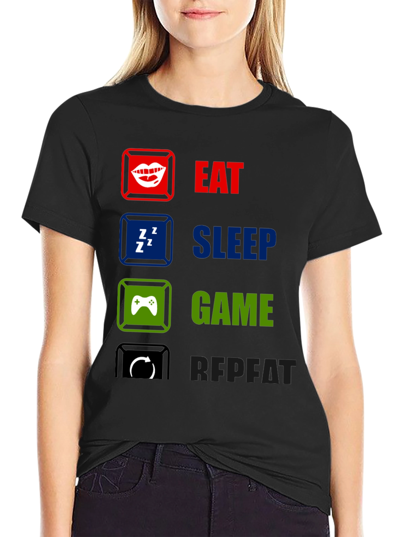 Eat Sleep Game Repeat Graphic T-Shirt