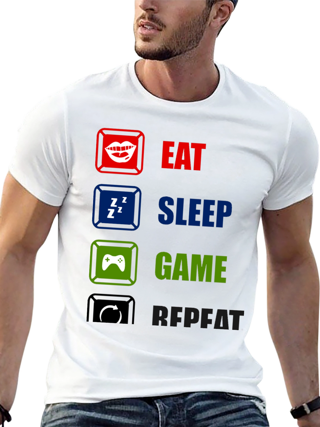 Eat Sleep Game Repeat Graphic T-Shirt