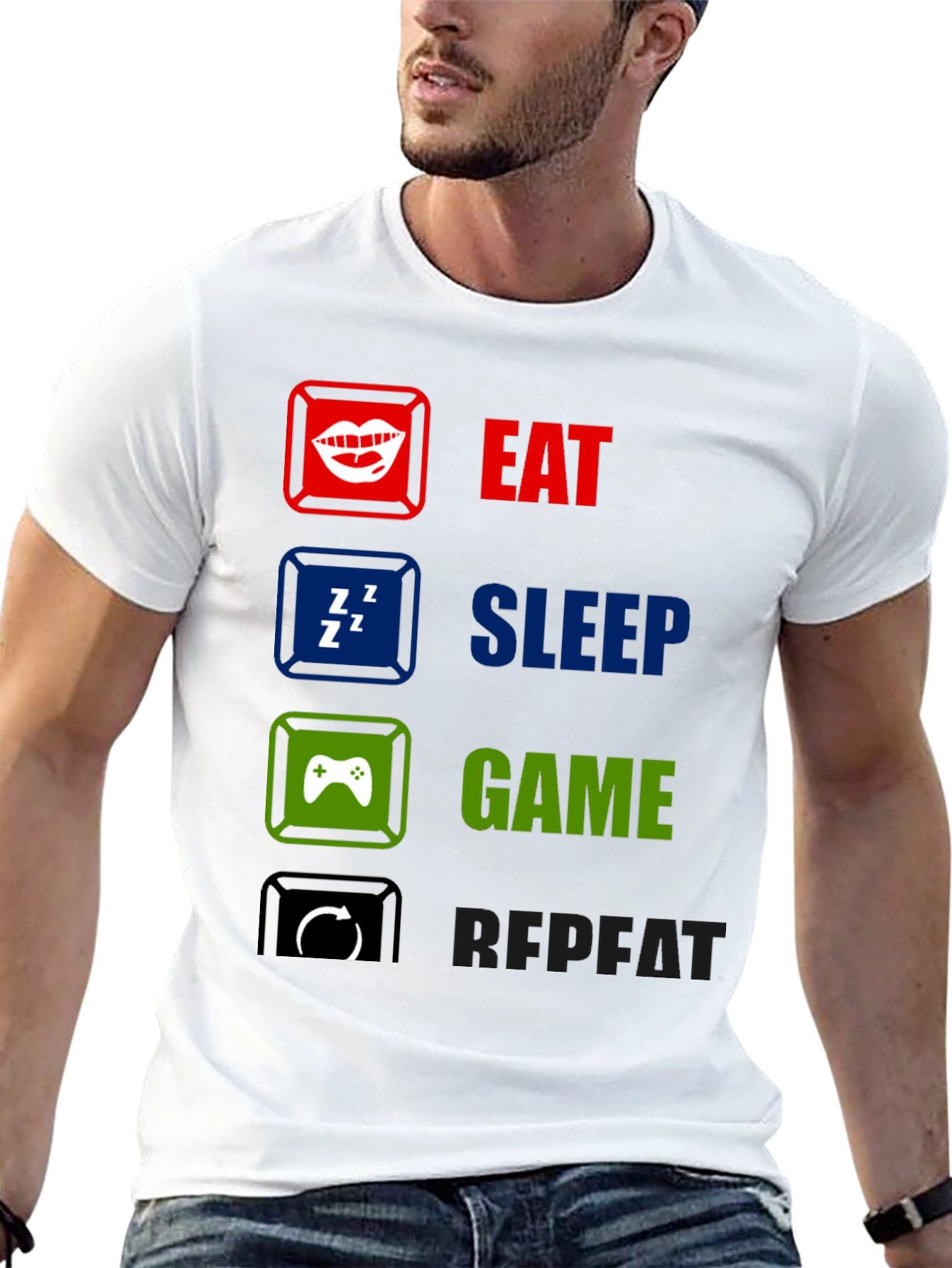 Eat Sleep Game Repeat Graphic T-Shirt