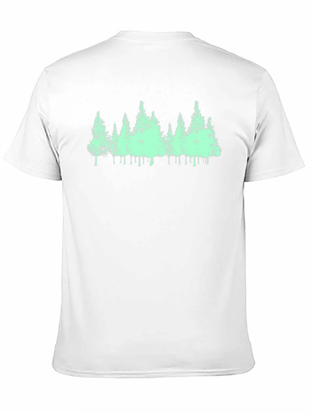 Mens Black T-Shirt with Green Forest Print