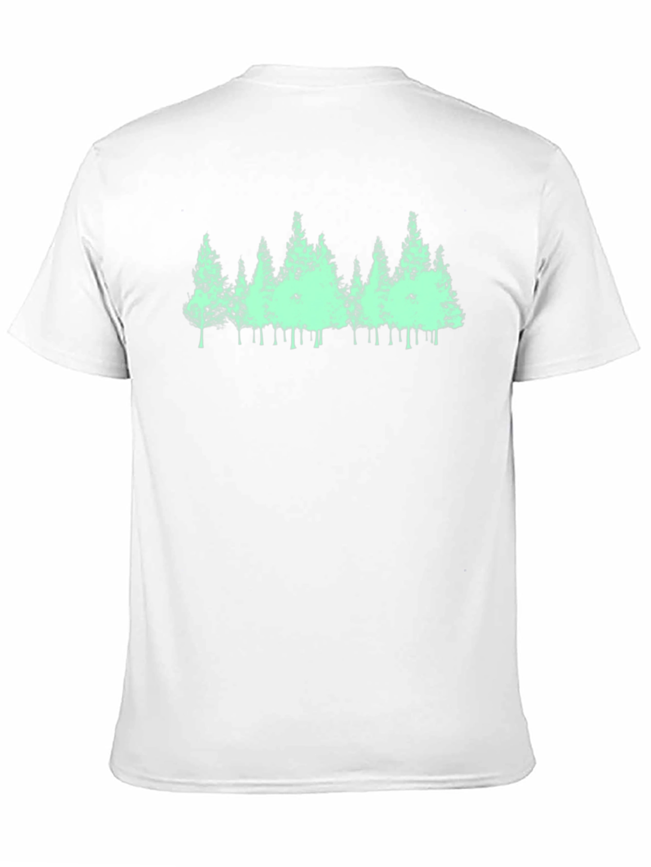Mens Black T-Shirt with Green Forest Print
