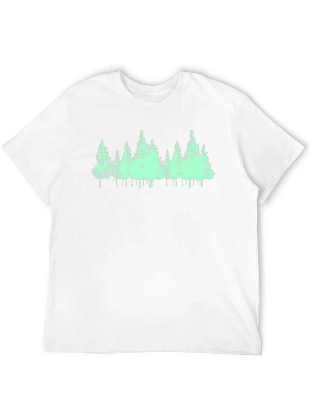 Mens Black T-Shirt with Green Forest Print