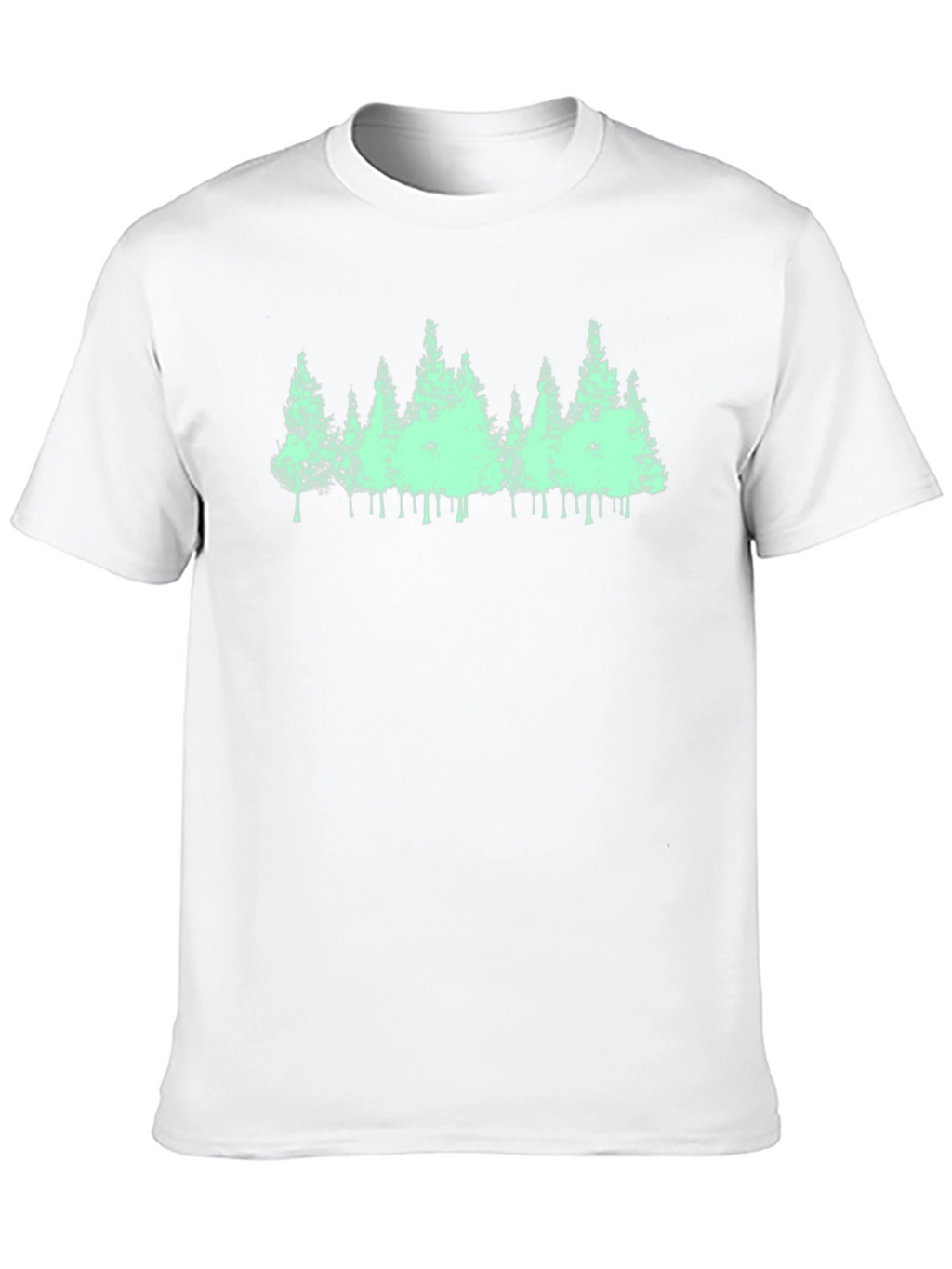 Mens Black T-Shirt with Green Forest Print