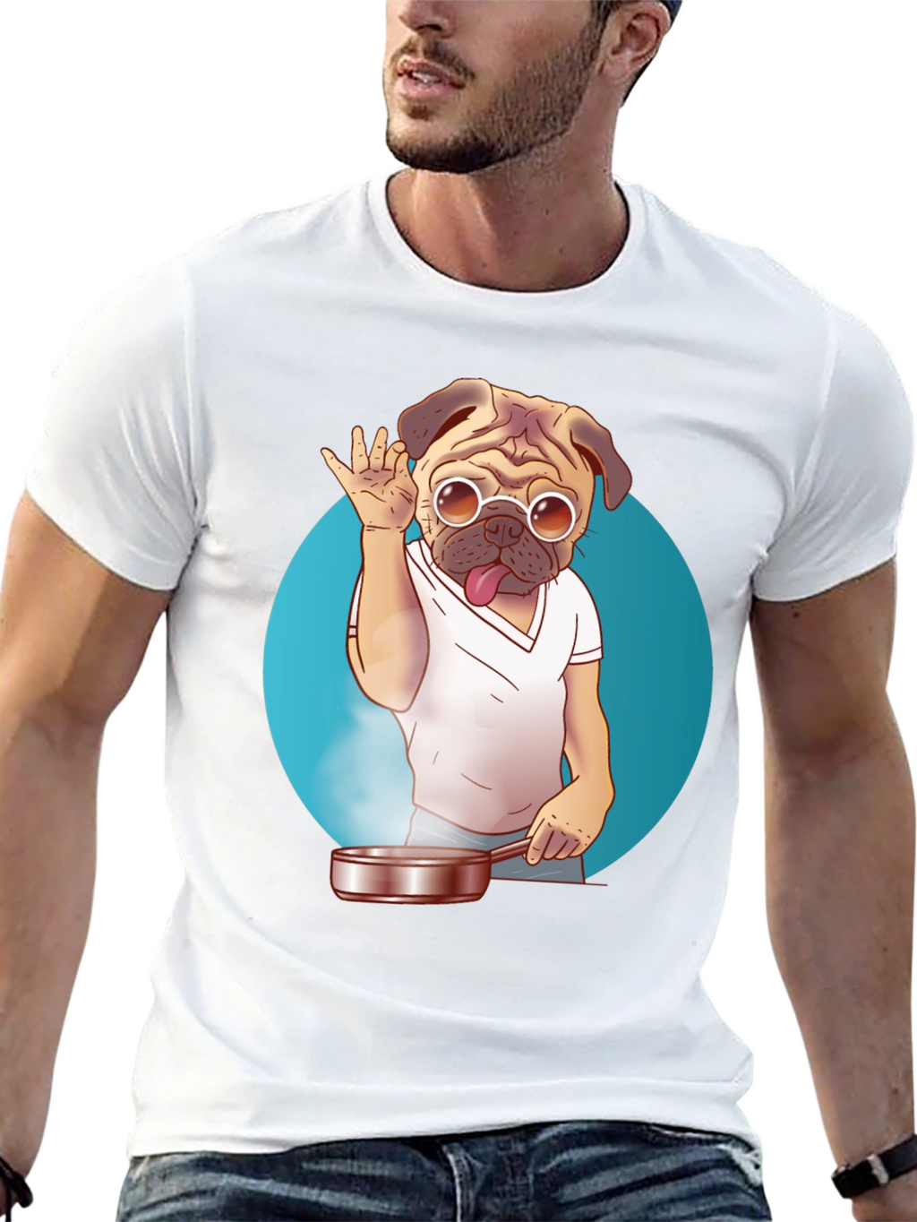 Pug Chef T-Shirt - Funny Culinary Dog Tee