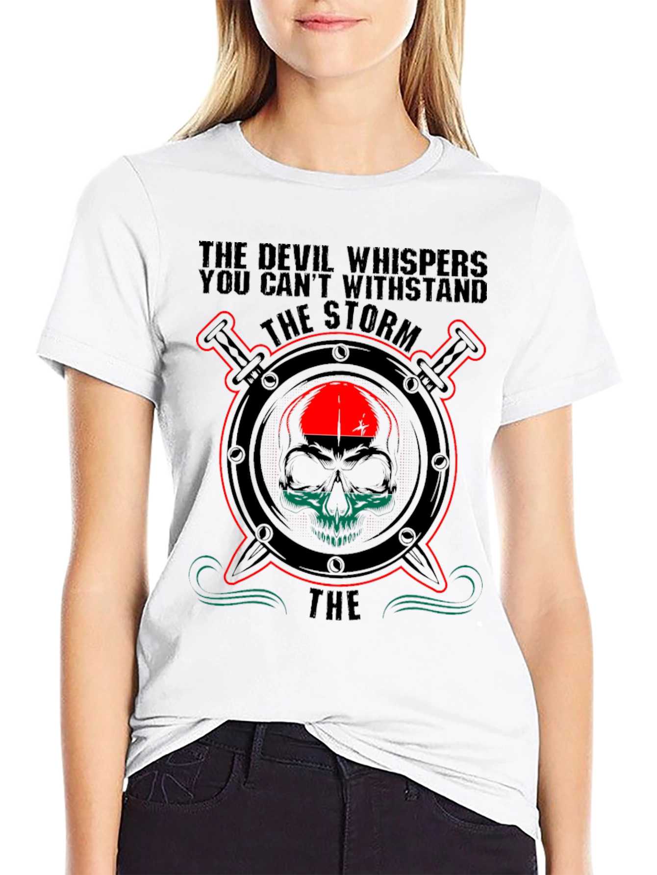 The Devil Whispers Skull Graphic T-Shirt
