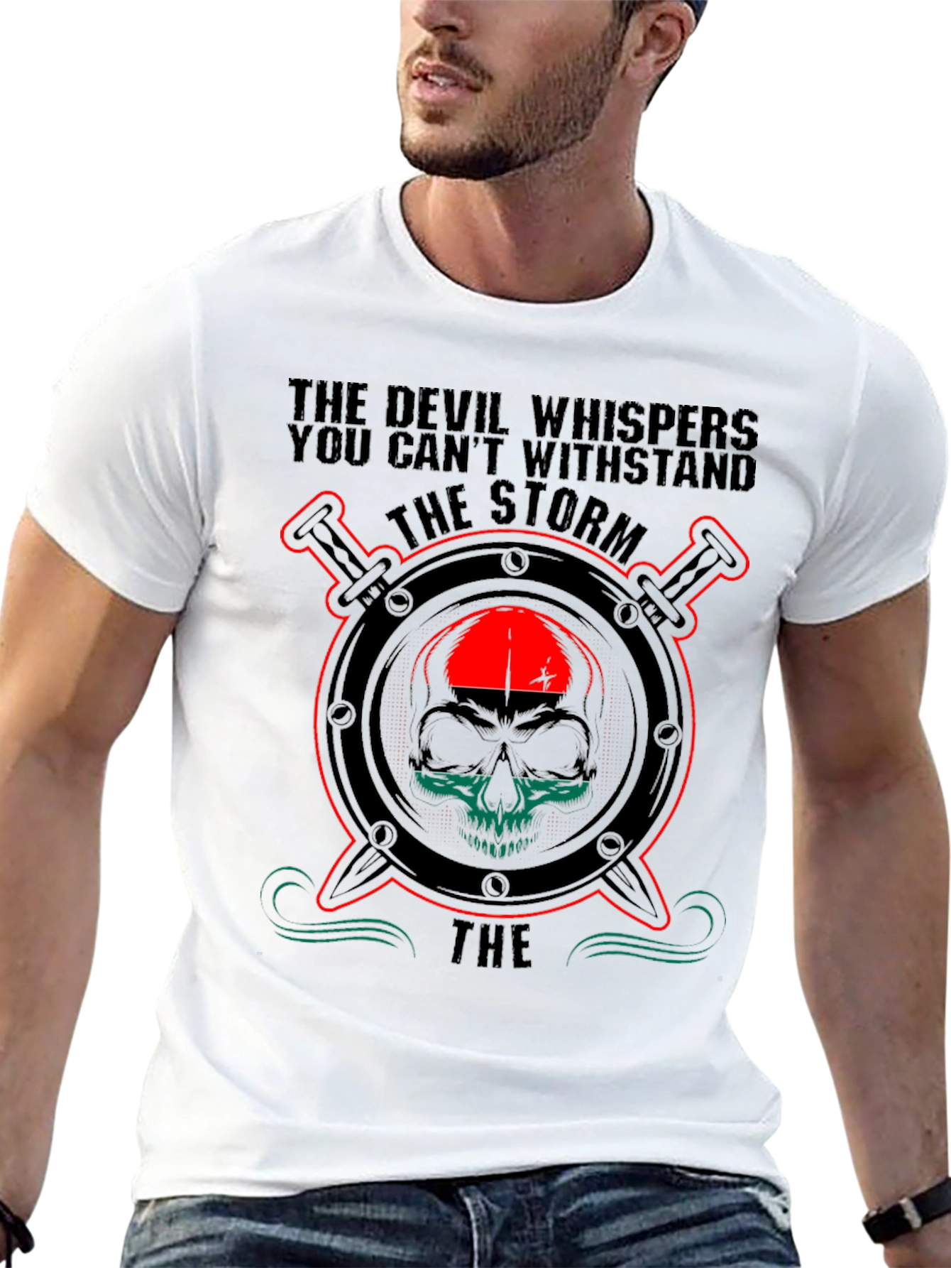The Devil Whispers Skull Graphic T-Shirt