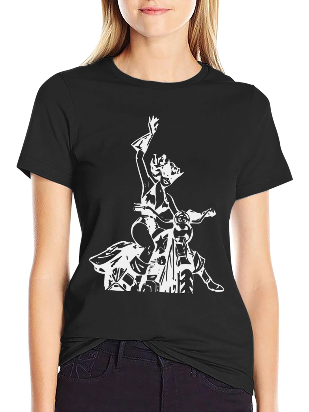 Black T-Shirt with Retro Motorcycle Graphic