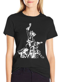 Black T-Shirt with Retro Motorcycle Graphic