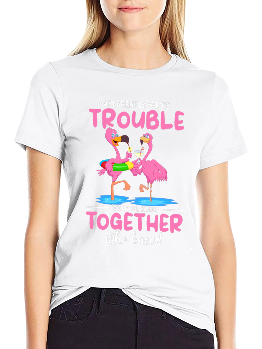 Flamingo Trouble T-Shirt: Drinking Buddies Apparel