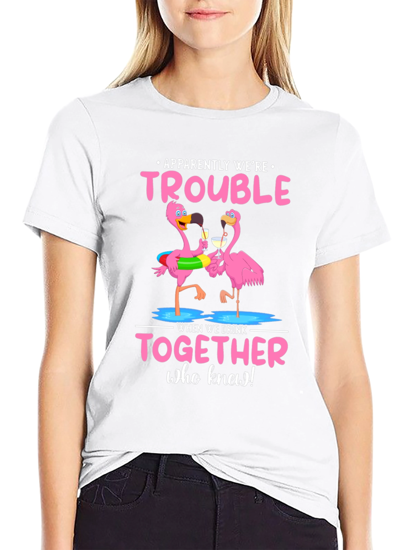 Flamingo Trouble T-Shirt: Drinking Buddies Apparel