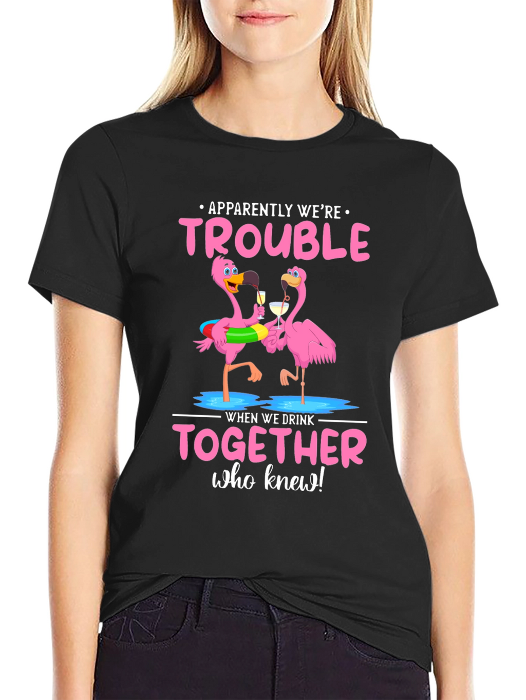 Flamingo Trouble T-Shirt: Drinking Buddies Apparel