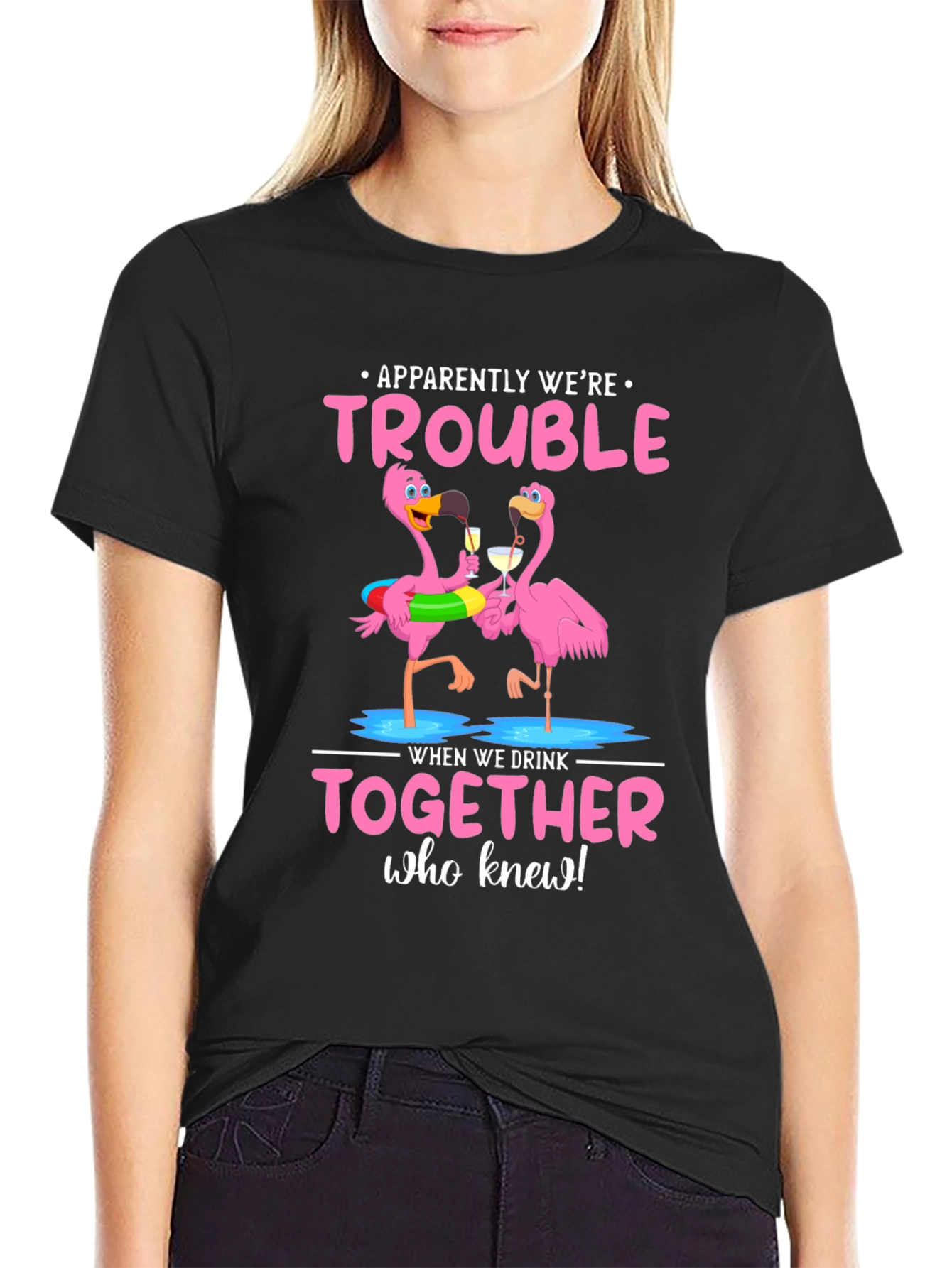 Flamingo Trouble T-Shirt: Drinking Buddies Apparel