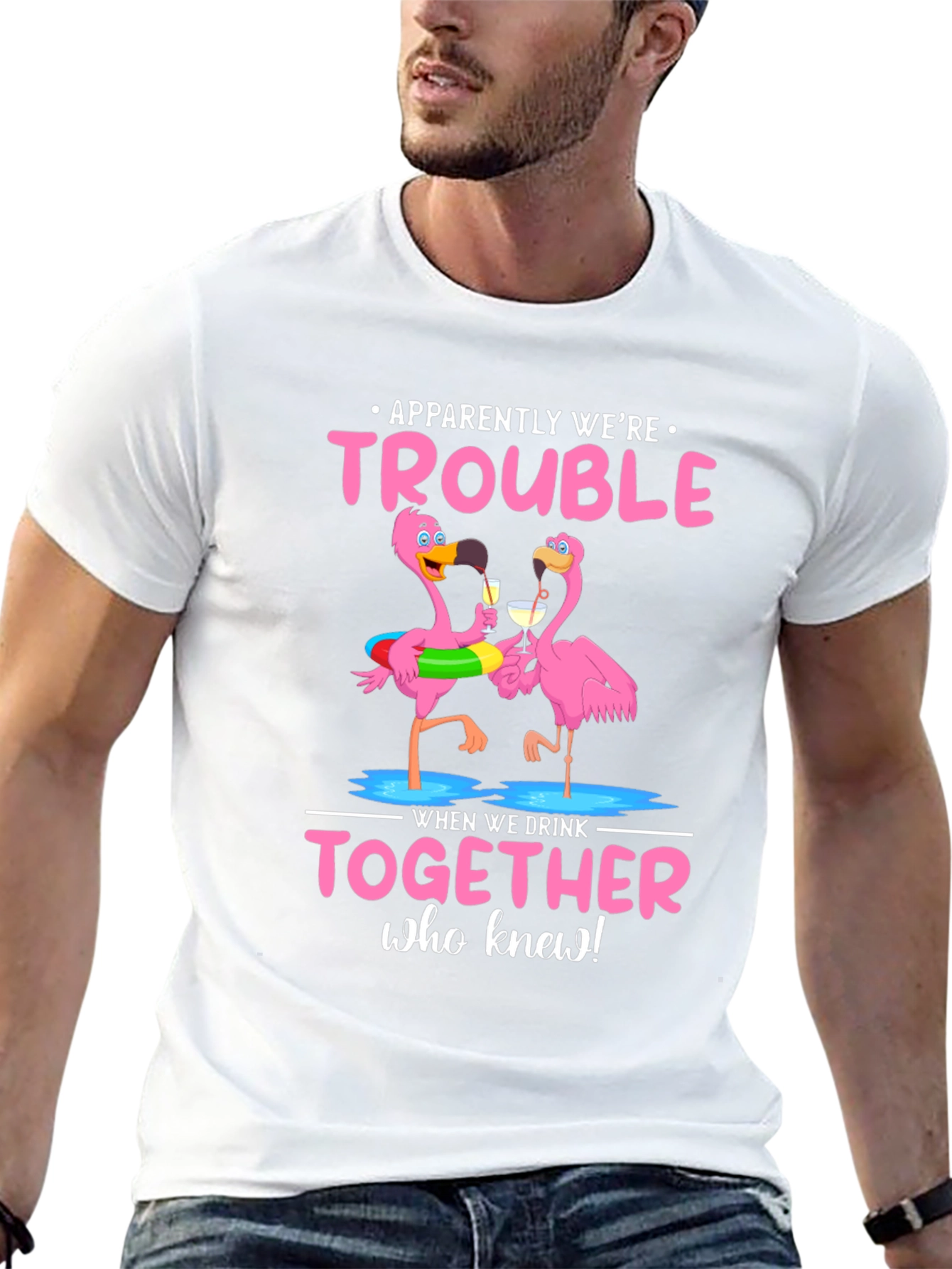 Flamingo Trouble T-Shirt: Drinking Buddies Apparel