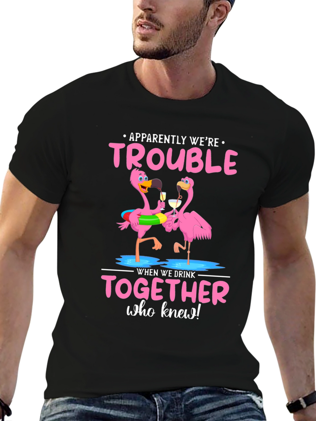 Flamingo Trouble T-Shirt: Drinking Buddies Apparel