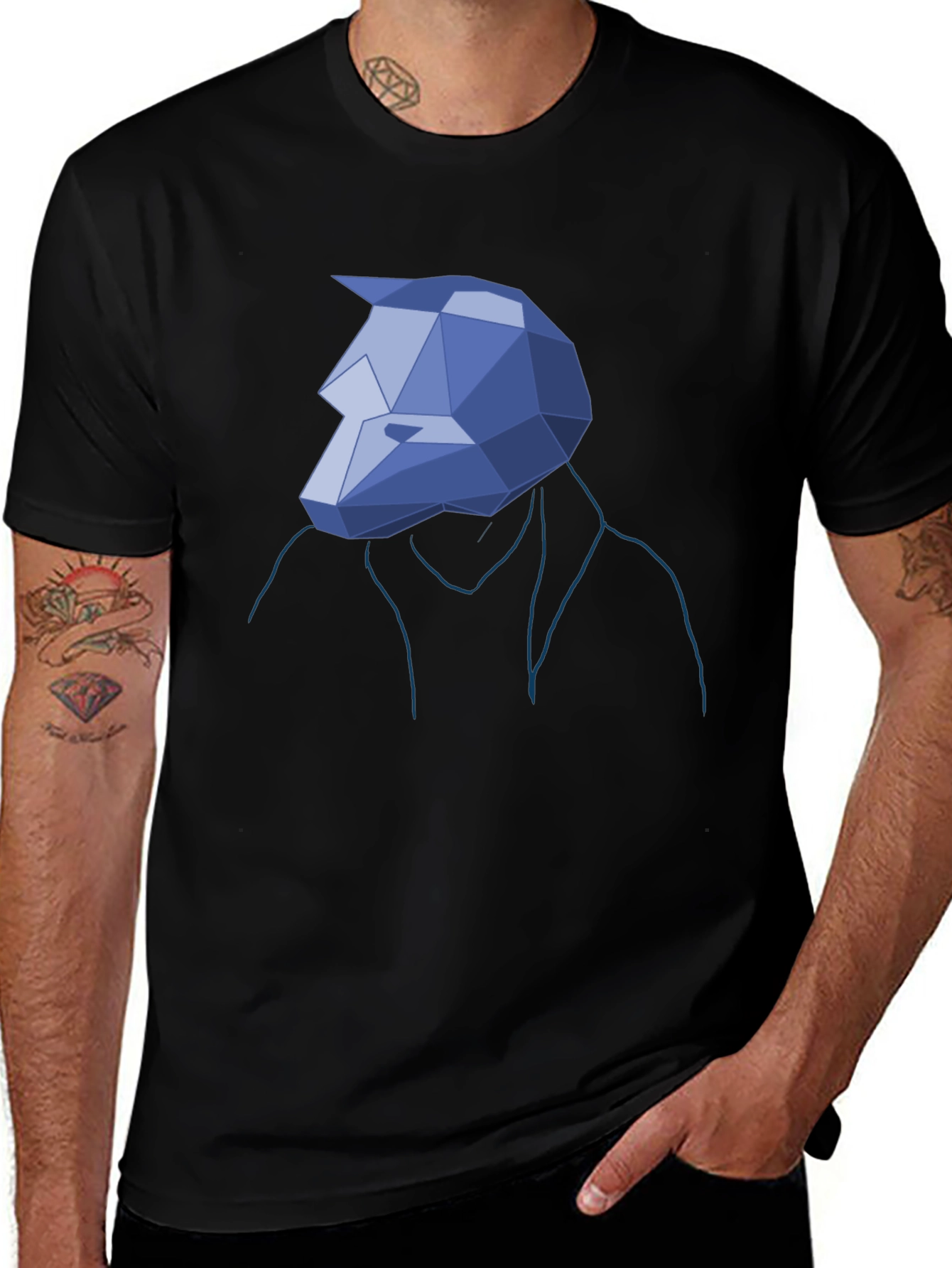 Geometric Wolf Head Tee - Unique Graphic T-Shirt