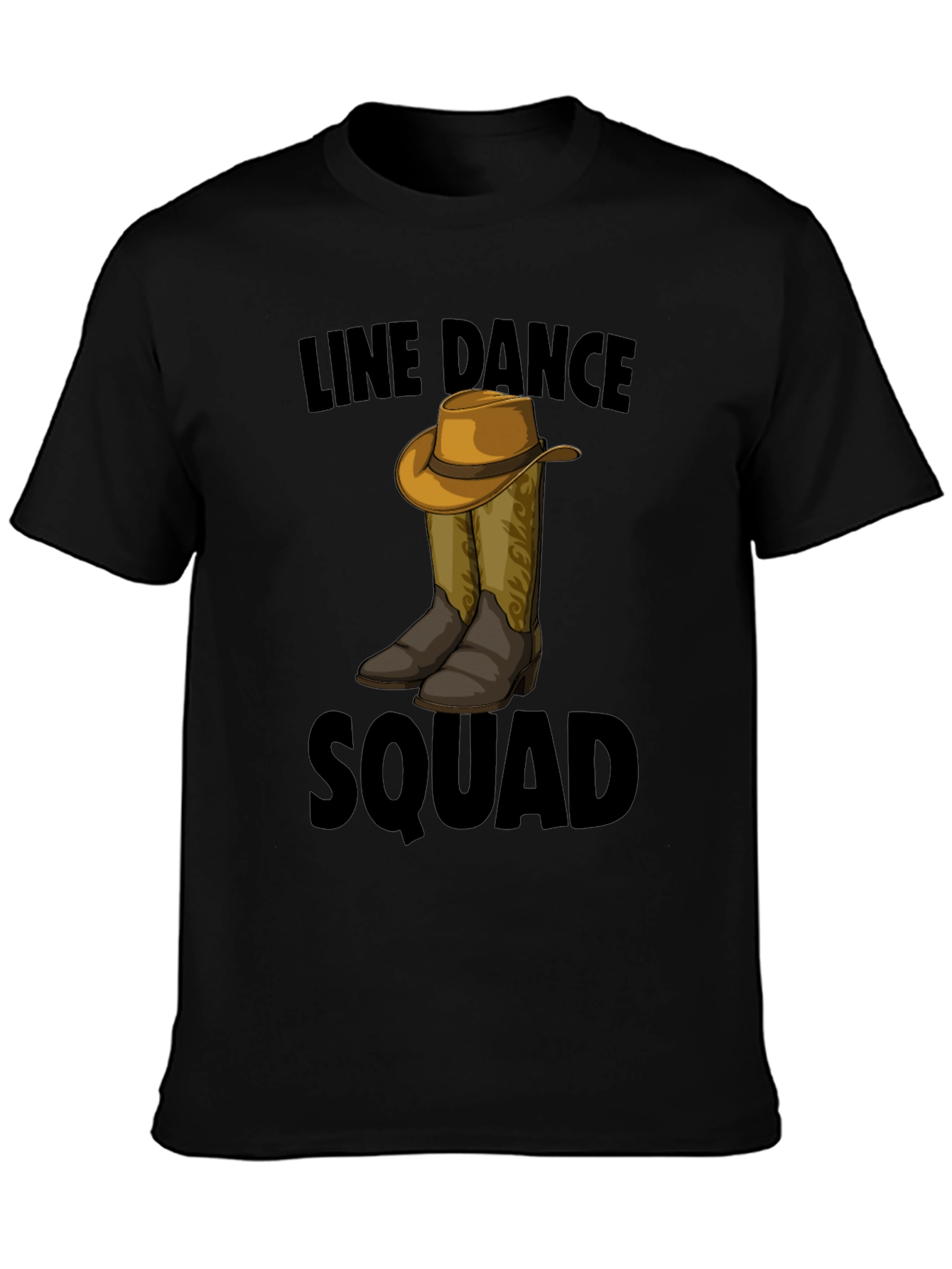 Line Dance Squad T-Shirt - Cowboy Boots and Hat Design