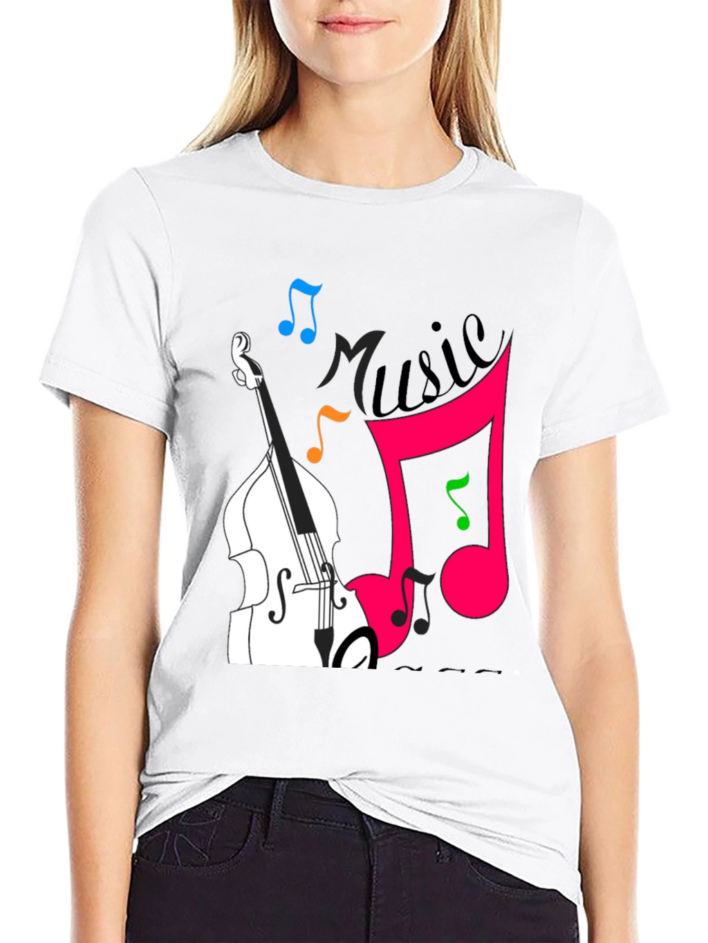 Music Lovers Black T-Shirt with Instrument Design