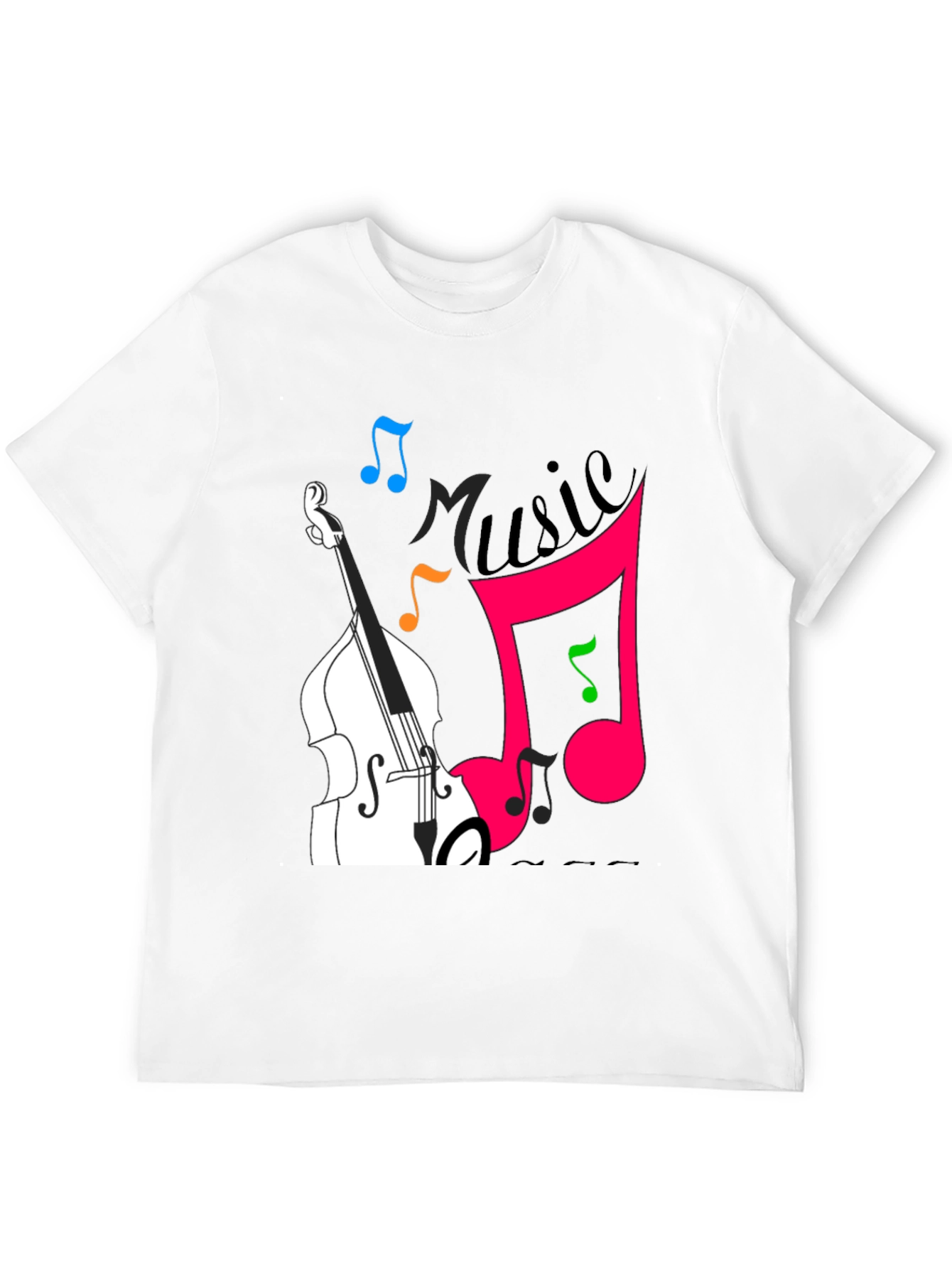 Music Lovers Black T-Shirt with Instrument Design