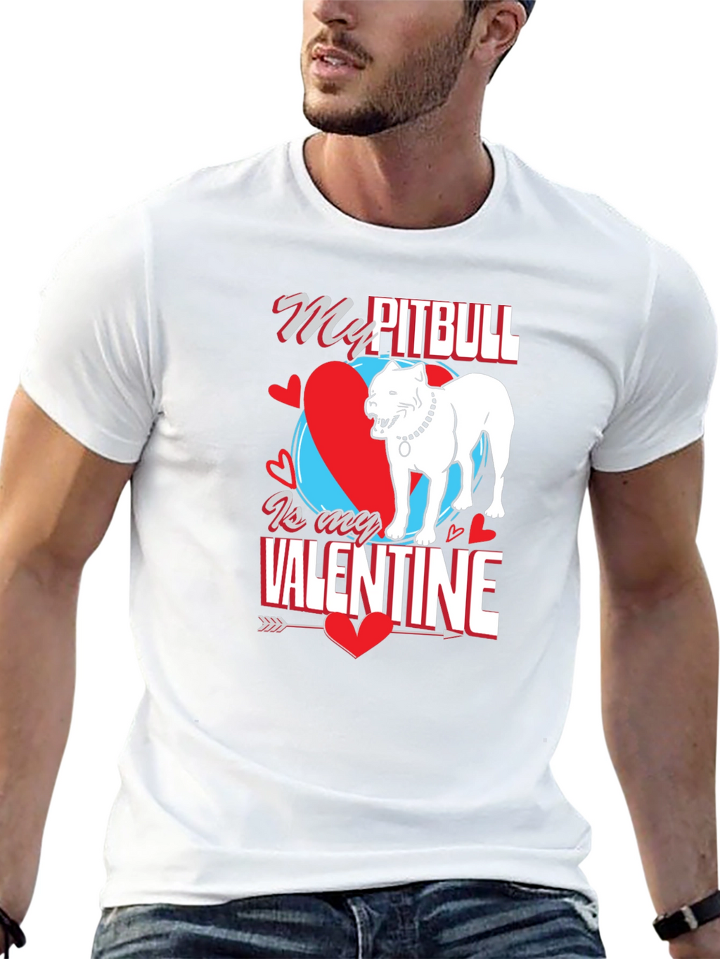 Pitbull Valentines Day Graphic Tee - Dog Lover T-Shirt