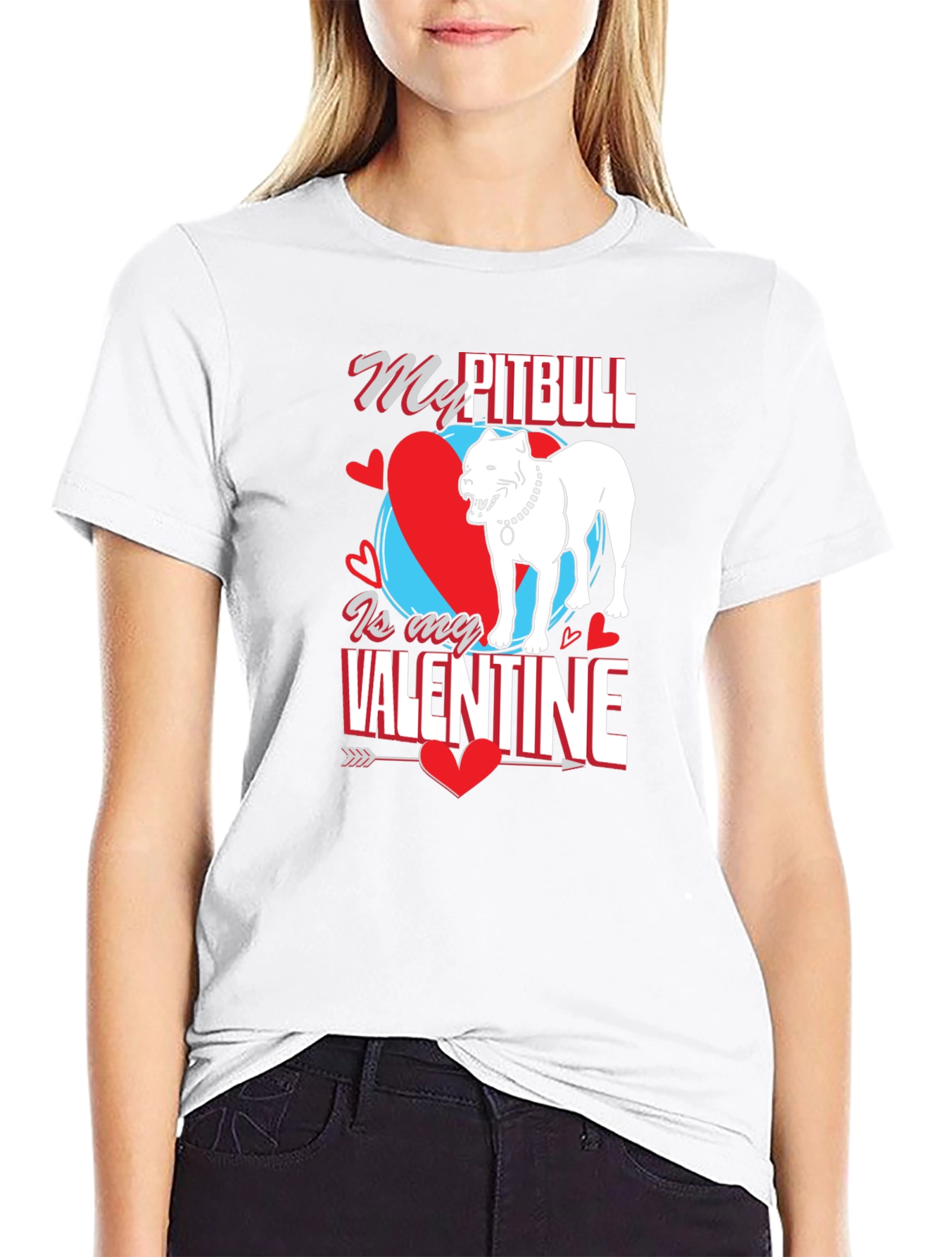 Pitbull Valentines Day Graphic Tee - Dog Lover T-Shirt