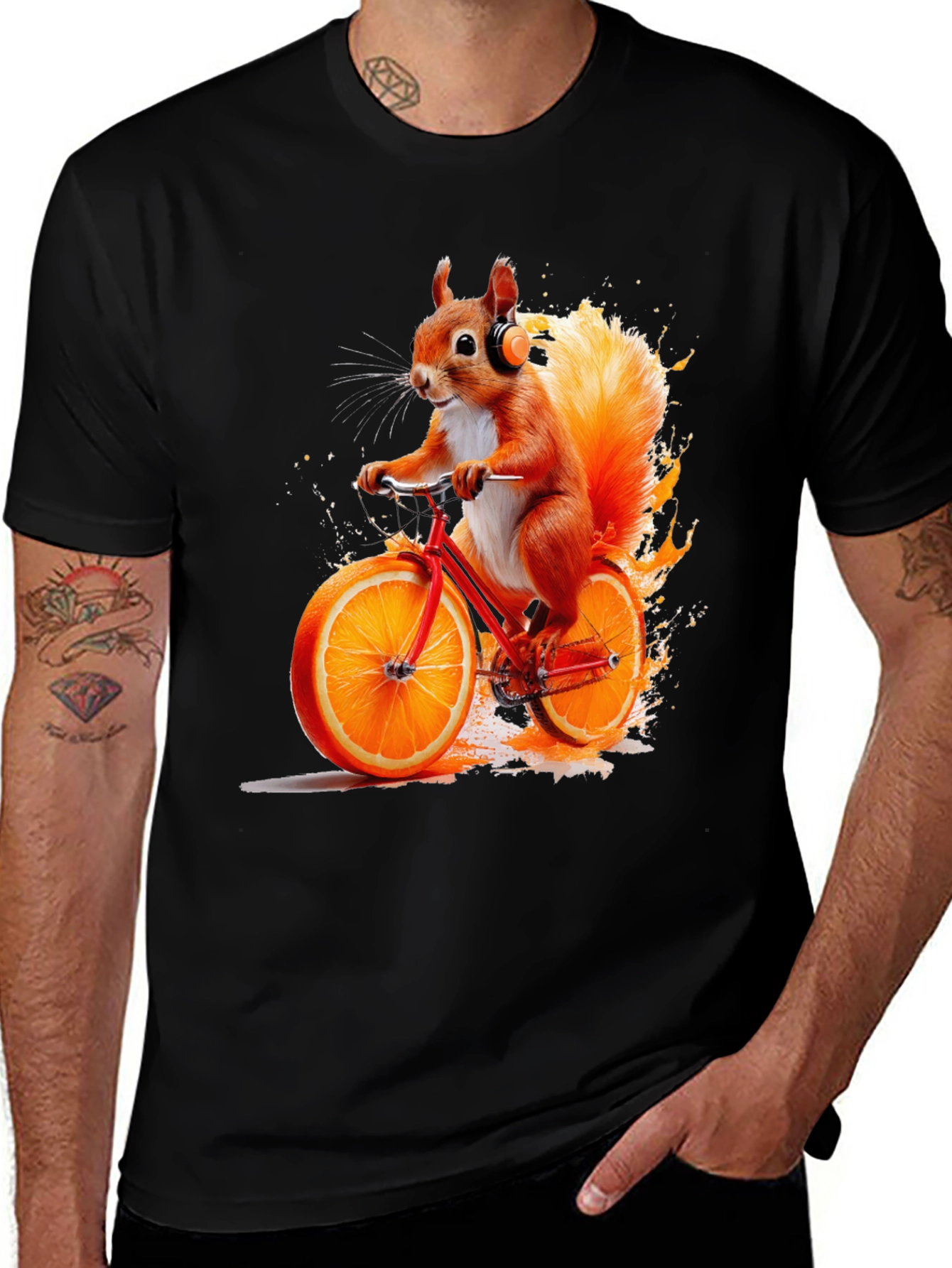 Squirrel on Orange Bike T-Shirt