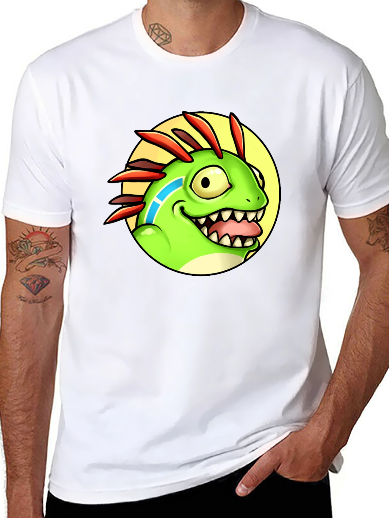 Cartoon Dino Graphic Tee - Funny Animal T-Shirt