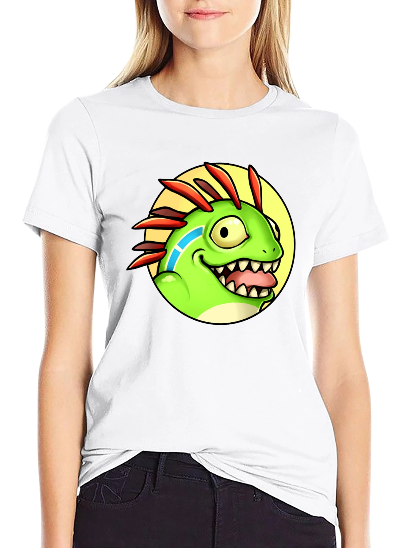 Cartoon Dino Graphic Tee - Funny Animal T-Shirt