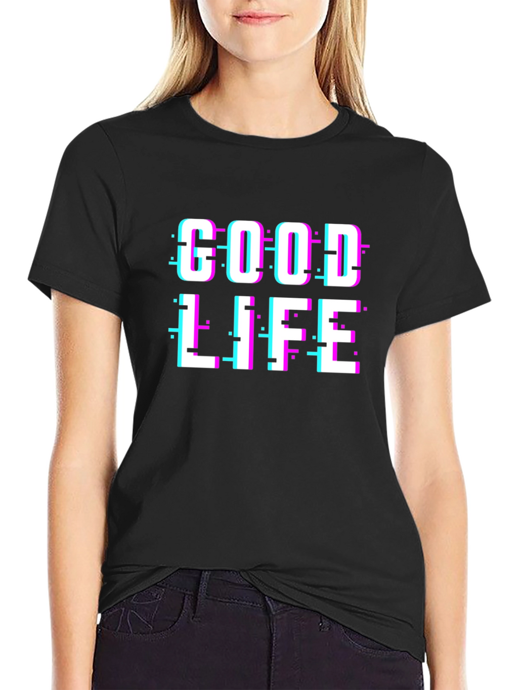 Good Life Graphic Tee - Glitch Text Design