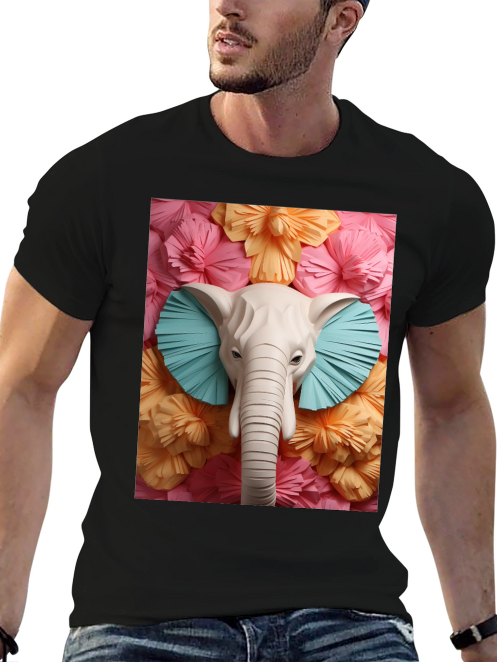 Elephant Floral Tee - Unique Graphic Print T-Shirt