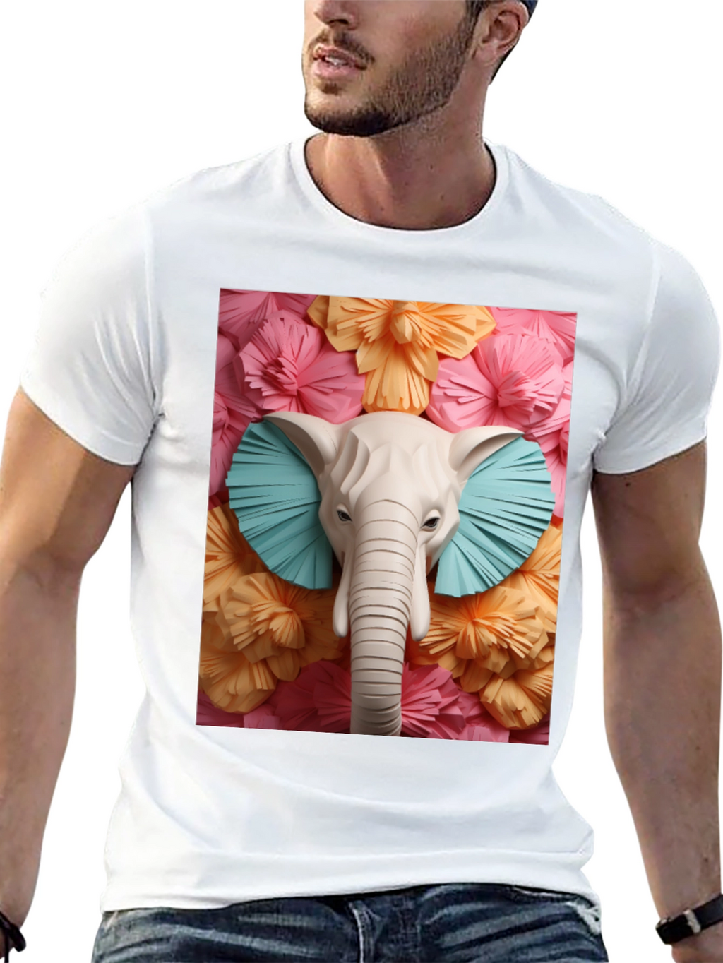 Elephant Floral Tee - Unique Graphic Print T-Shirt