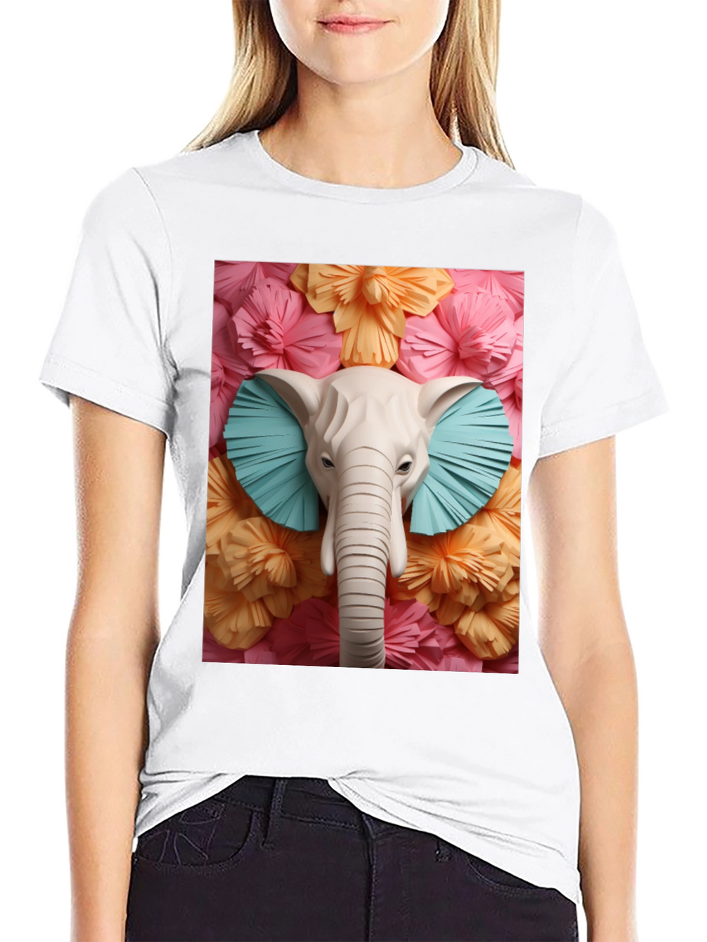 Elephant Floral Tee - Unique Graphic Print T-Shirt
