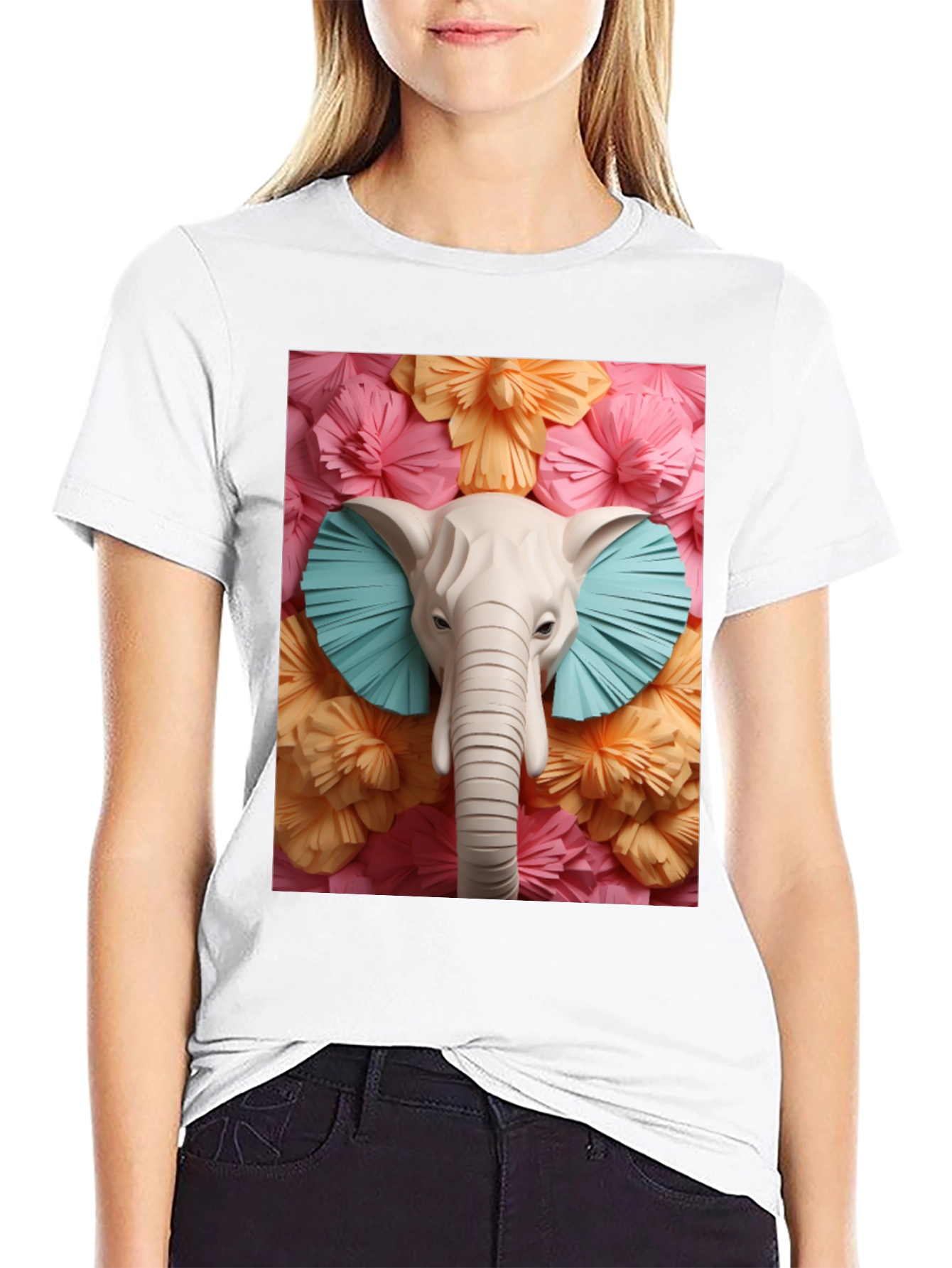 Elephant Floral Tee - Unique Graphic Print T-Shirt