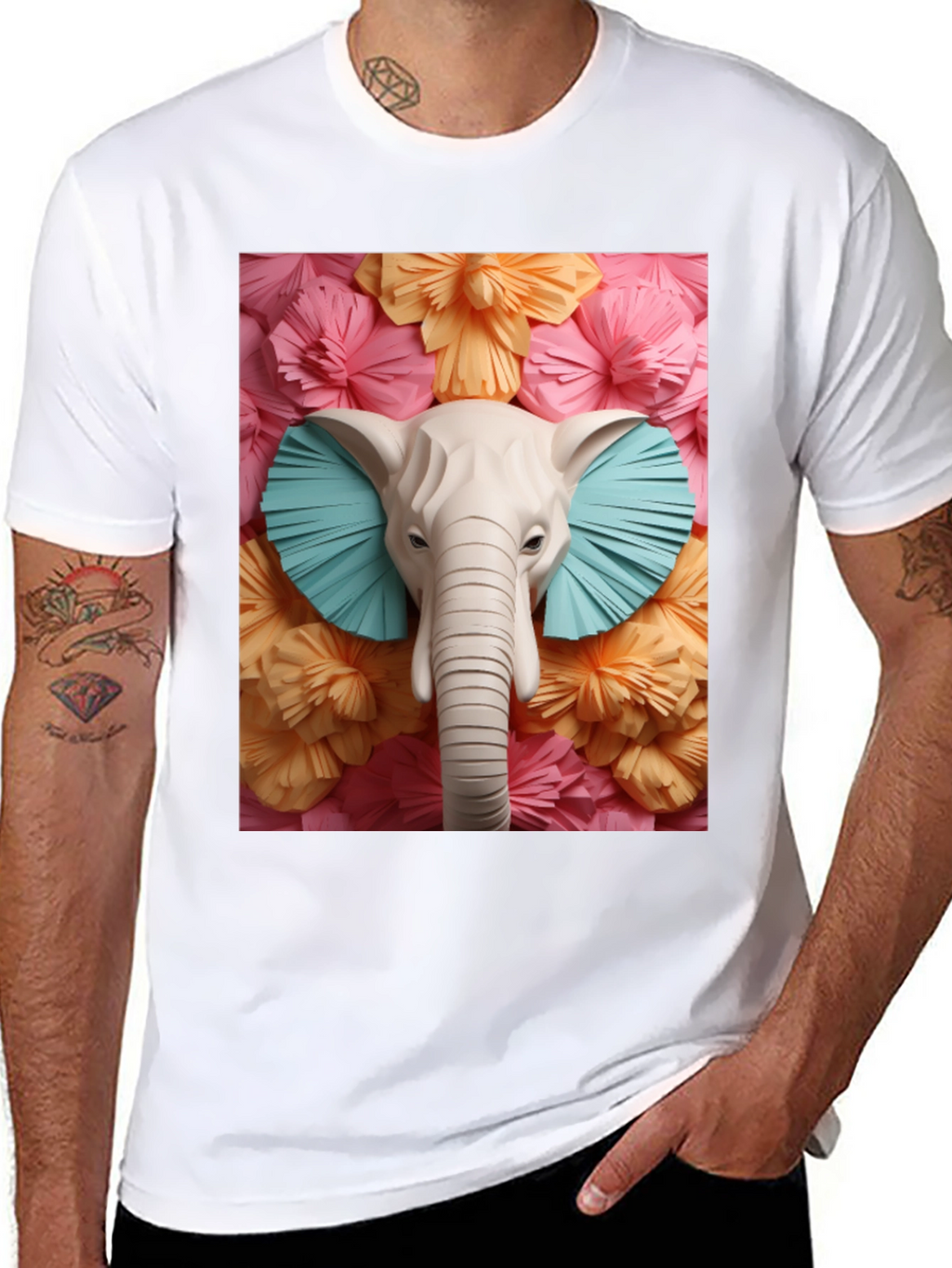 Elephant Floral Tee - Unique Graphic Print T-Shirt