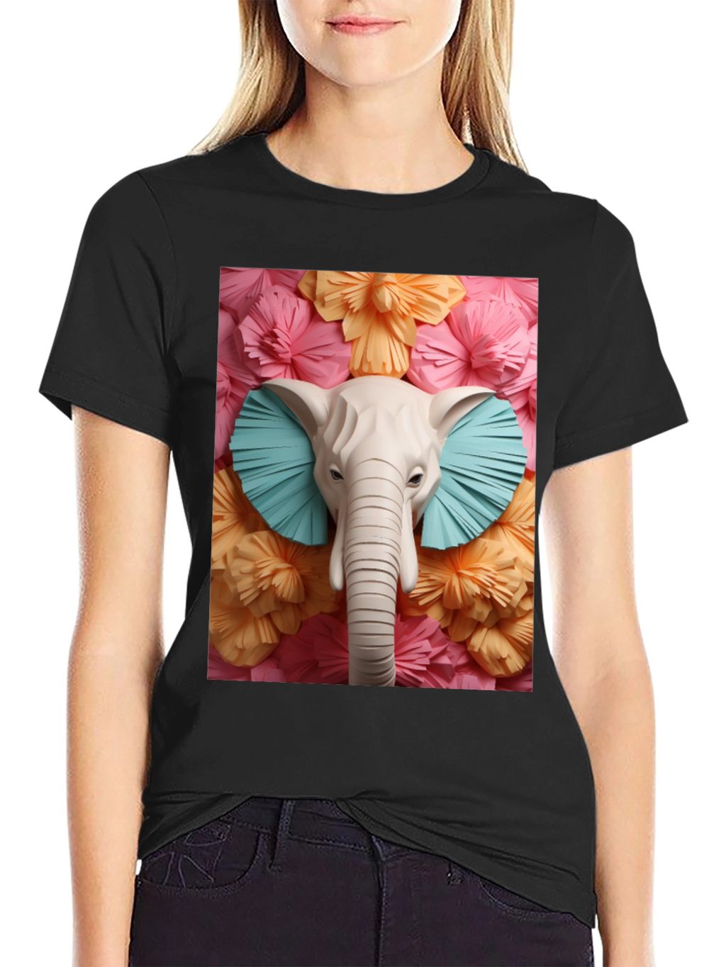 Elephant Floral Tee - Unique Graphic Print T-Shirt