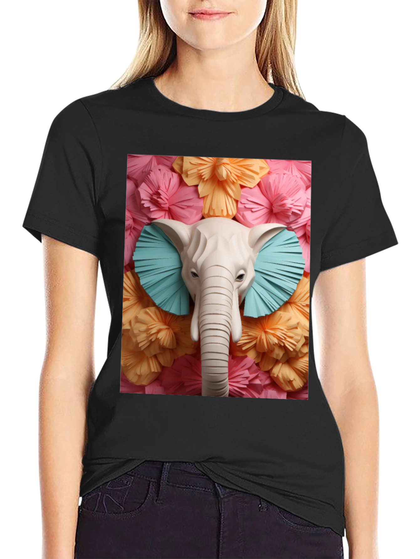 Elephant Floral Tee - Unique Graphic Print T-Shirt