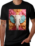 Elephant Floral Tee - Unique Graphic Print T-Shirt