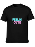 Feelin Cute Graphic Tee - Trendy Black T-Shirt