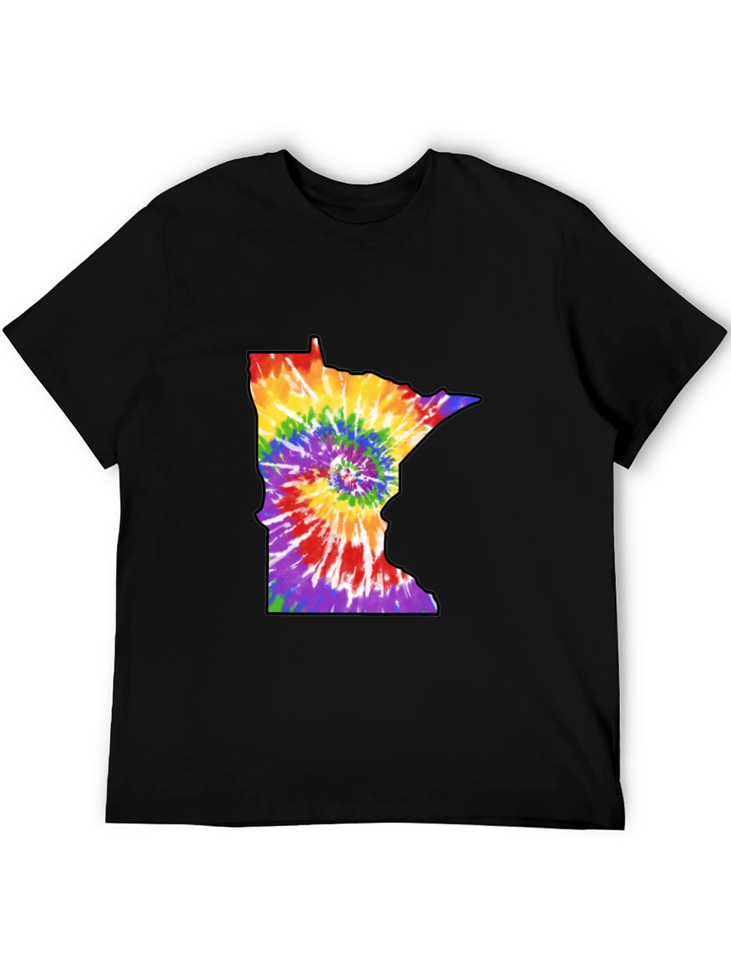 Minnesota Tie-Dye State Outline Graphic Tee - Black