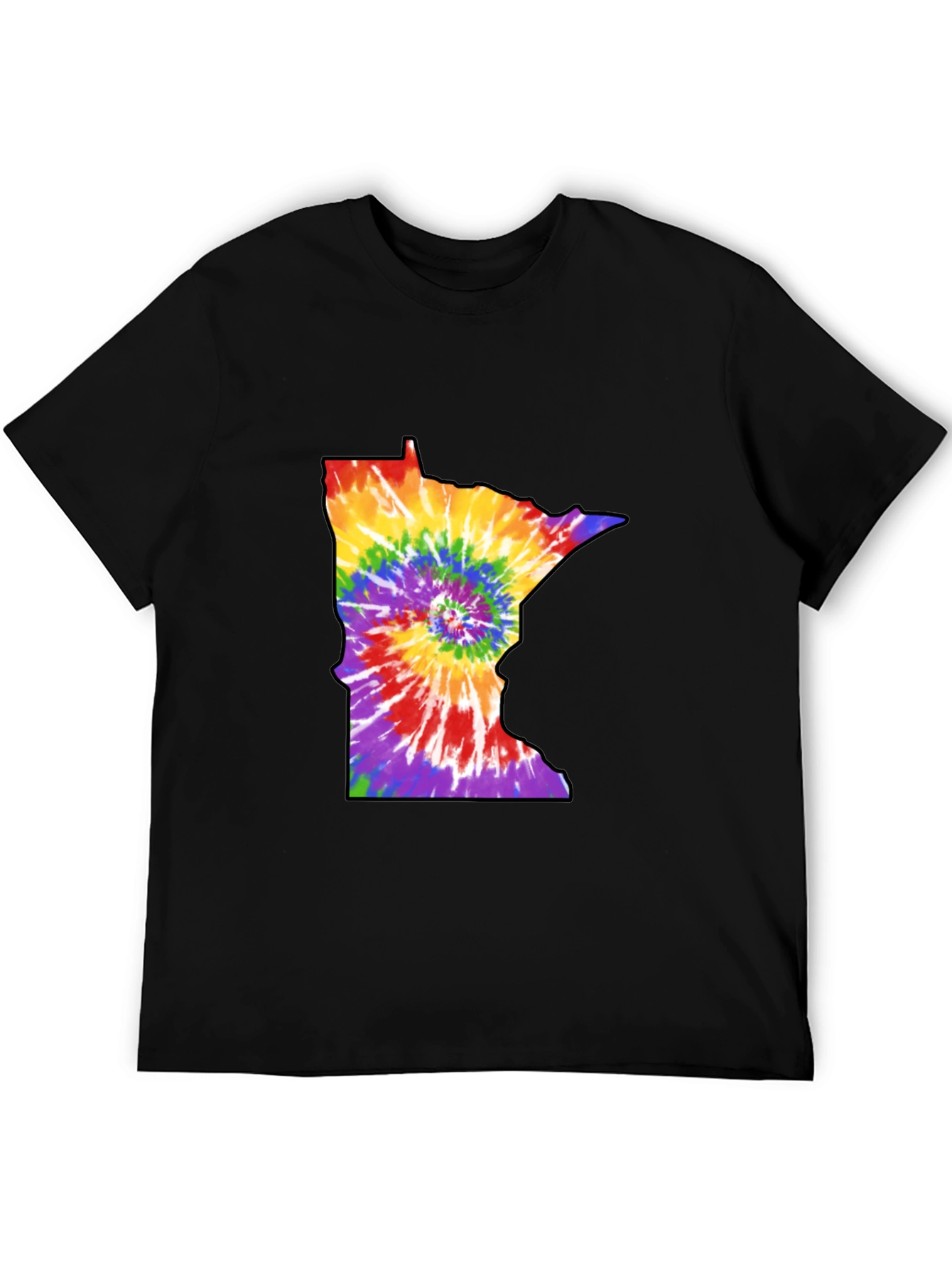 Minnesota Tie-Dye State Outline Graphic Tee - Black