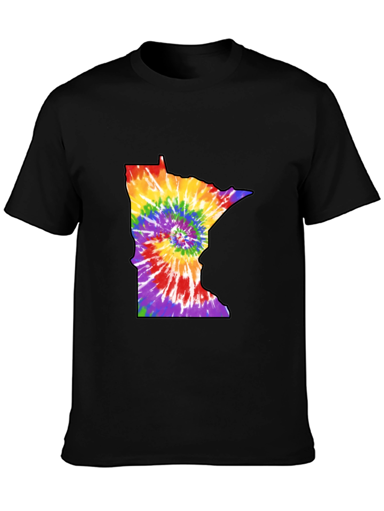 Minnesota Tie-Dye State Outline Graphic Tee - Black