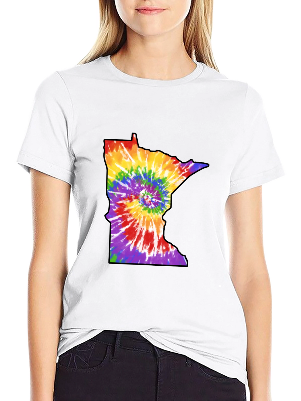 Minnesota Tie-Dye State Outline Graphic Tee - Black