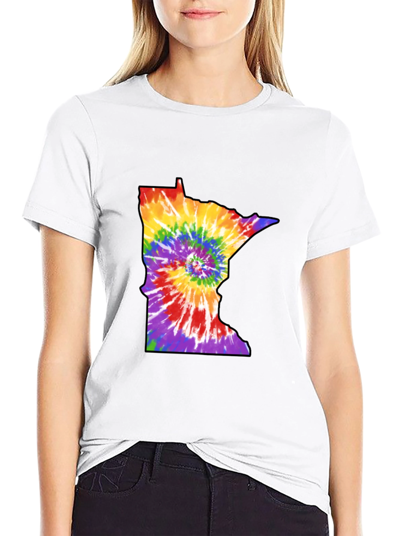 Minnesota Tie-Dye State Outline Graphic Tee - Black