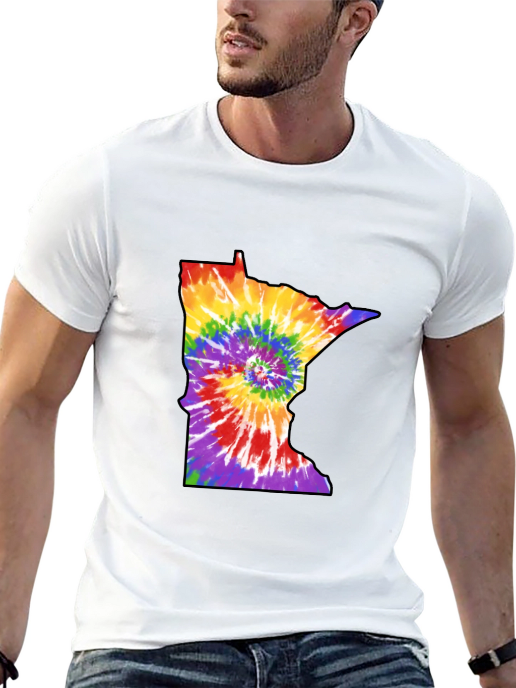 Minnesota Tie-Dye State Outline Graphic Tee - Black