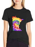 Minnesota Tie-Dye State Outline Graphic Tee - Black