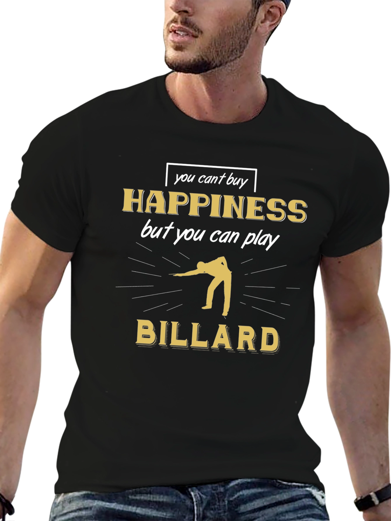 Billiard Player T-Shirt - Happiness Can Play Billiard Tee