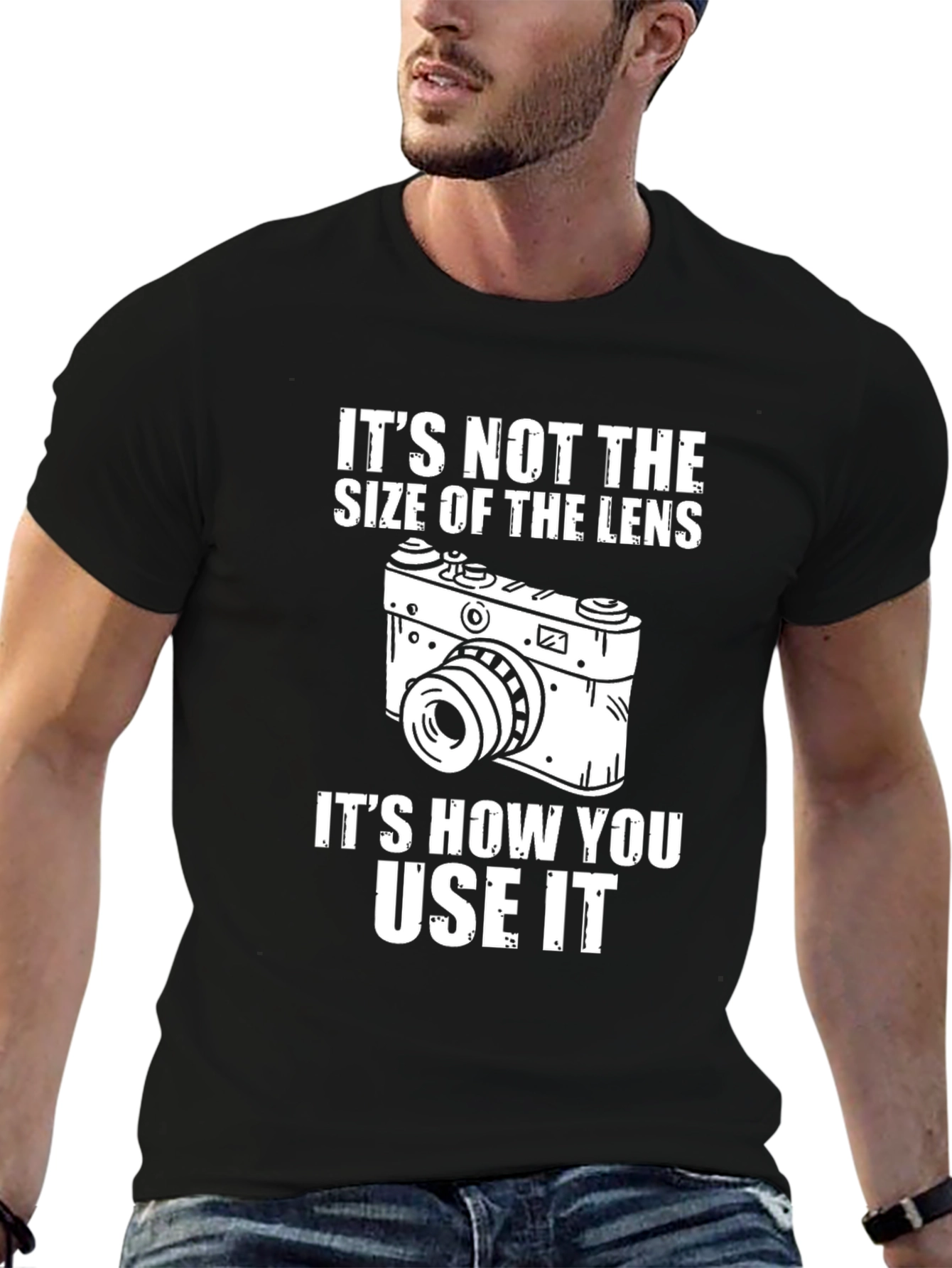 Funny Photographer T-Shirt - Lens Size Humor Tee