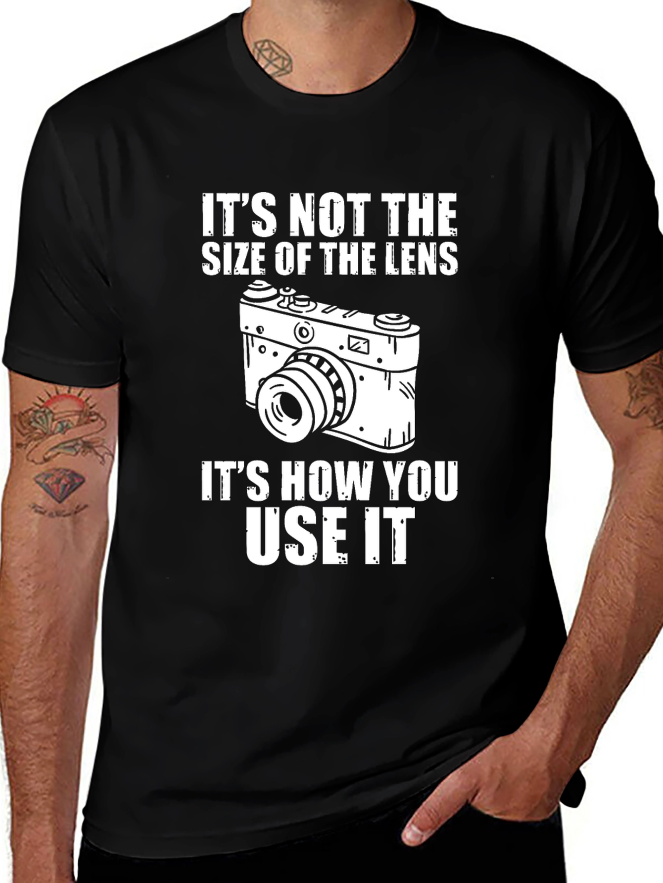 Funny Photographer T-Shirt - Lens Size Humor Tee