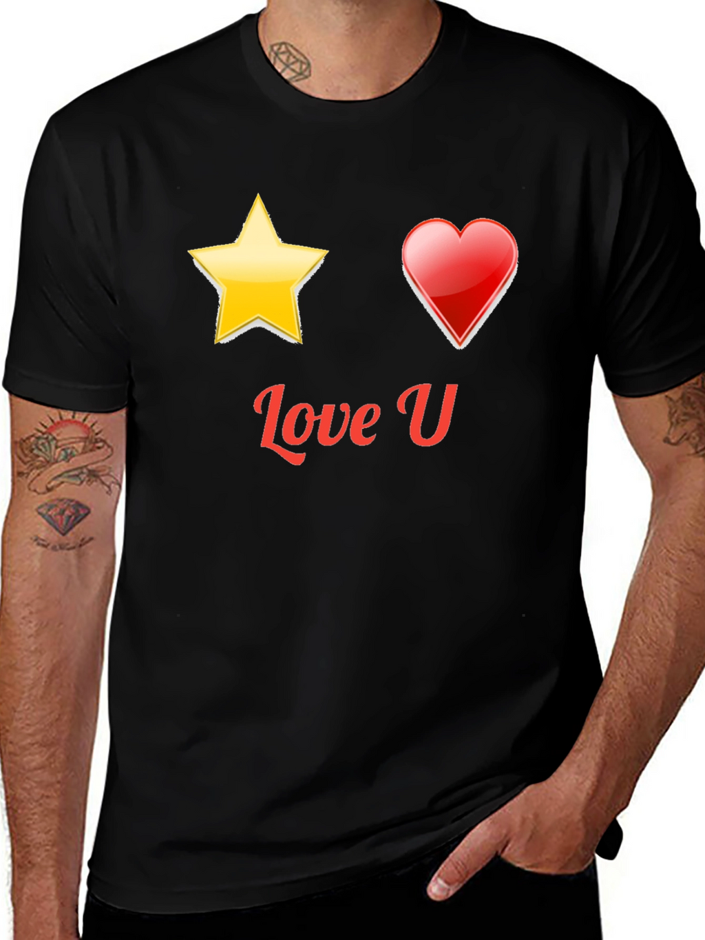 Love U Graphic Black T-Shirt