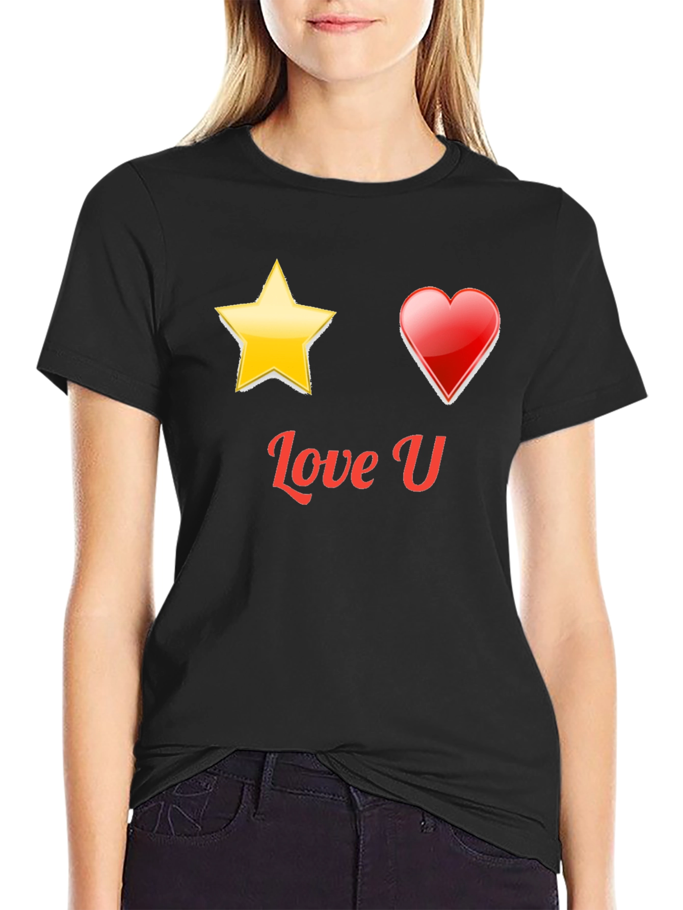 Love U Graphic Black T-Shirt