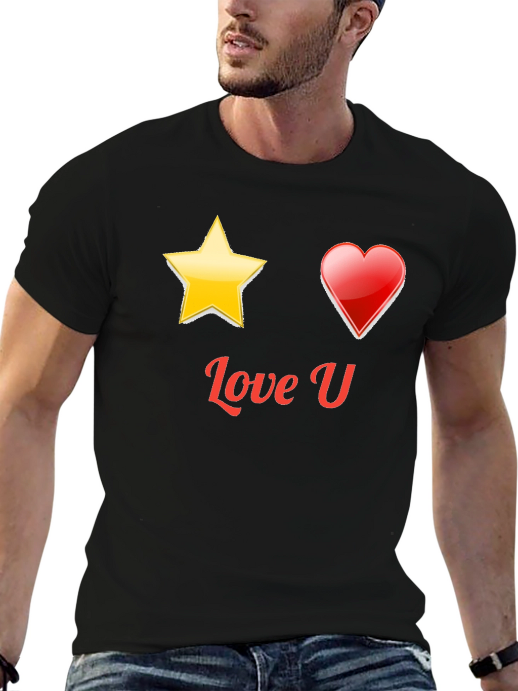 Love U Graphic Black T-Shirt